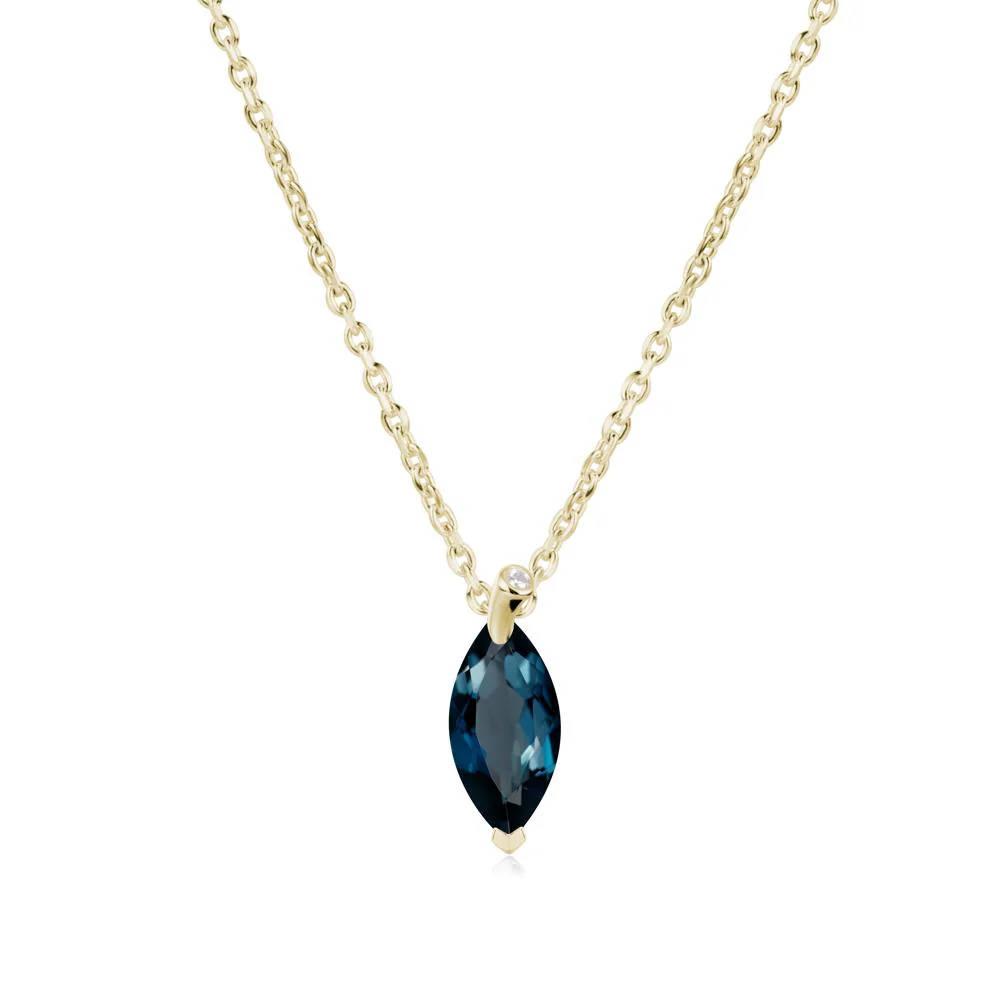 Nature Inspired Leaf London Blue Topaz Necklace