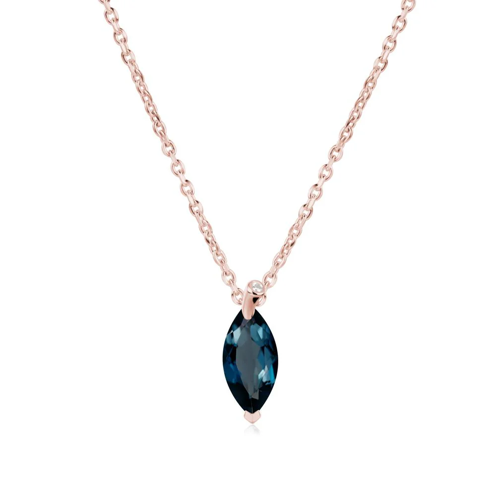 Nature Inspired Leaf London Blue Topaz Necklace - Image 4
