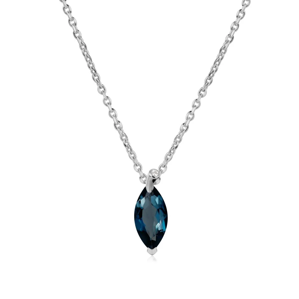 Nature Inspired Leaf London Blue Topaz Necklace - Image 8