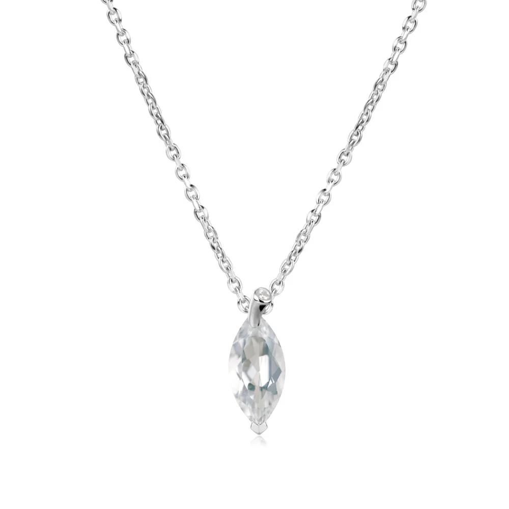 Nature Inspired Leaf White Topaz Necklace - Image 3