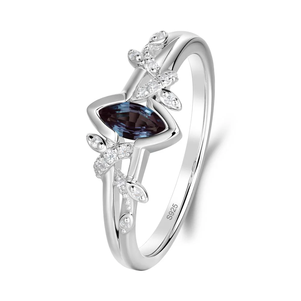 Nature Inspired Marquise Cut Alexandrite Ring