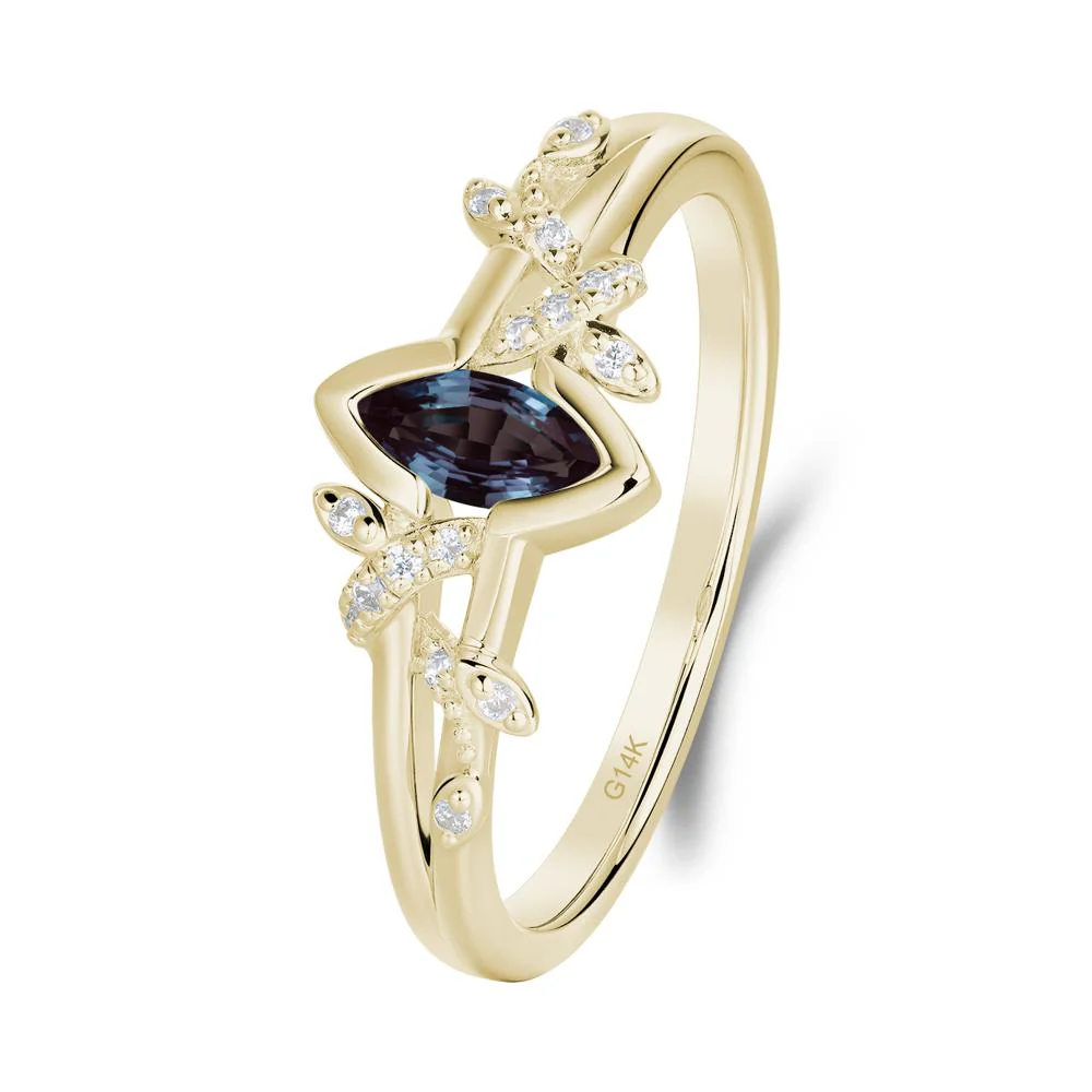 Nature Inspired Marquise Cut Alexandrite Ring - Image 3