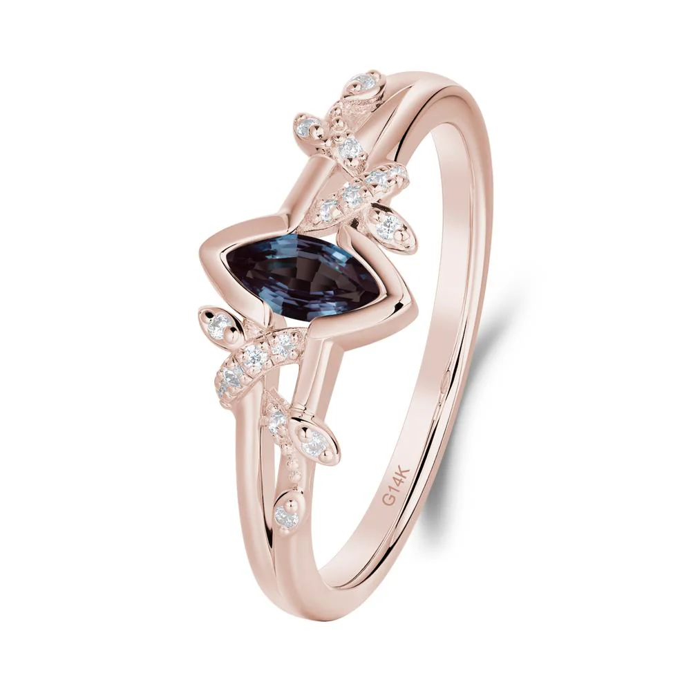 Nature Inspired Marquise Cut Alexandrite Ring - Image 9