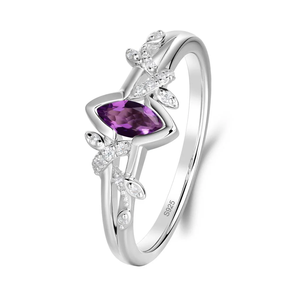 Nature Inspired Marquise Cut Amethyst Ring - Image 7