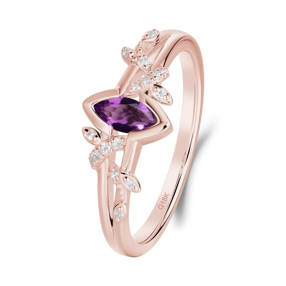 Nature Inspired Marquise Cut Amethyst Ring - Image 9