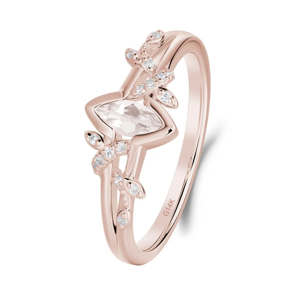 Nature Inspired Marquise Cut Morganite Ring - Image 9