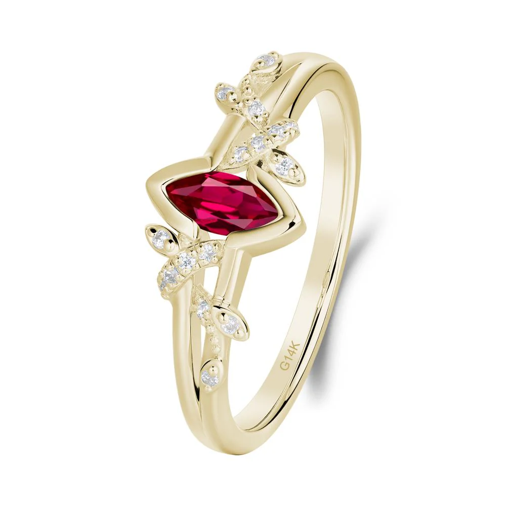 Nature Inspired Marquise Cut Ruby Ring - Image 2