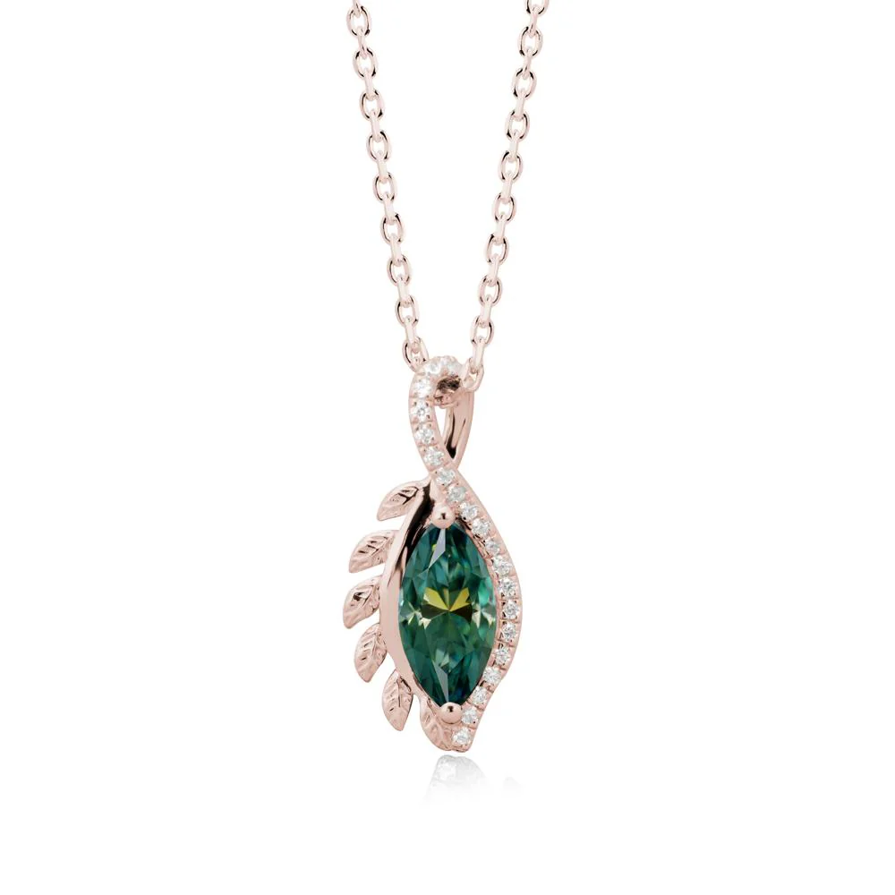 Nature Inspired Marquise Green Moissanite Necklace - Image 2