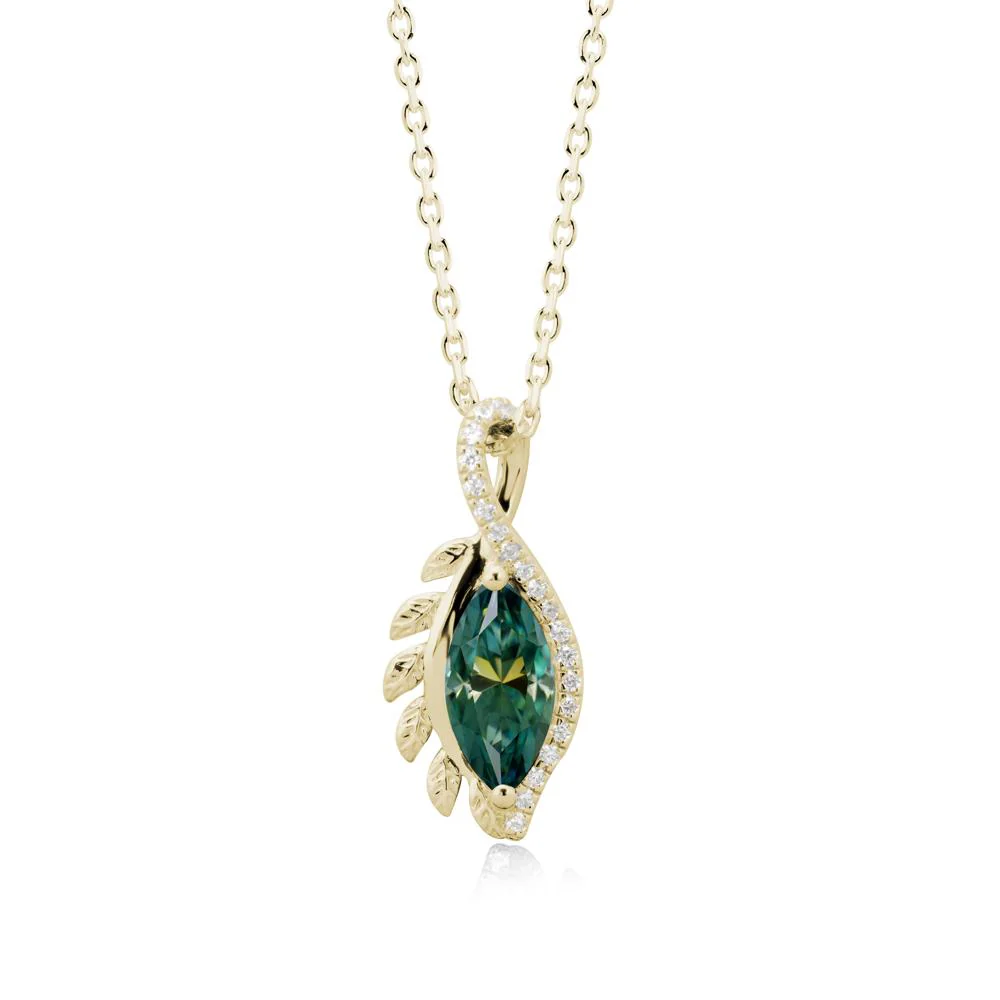 Nature Inspired Marquise Green Moissanite Necklace - Image 4