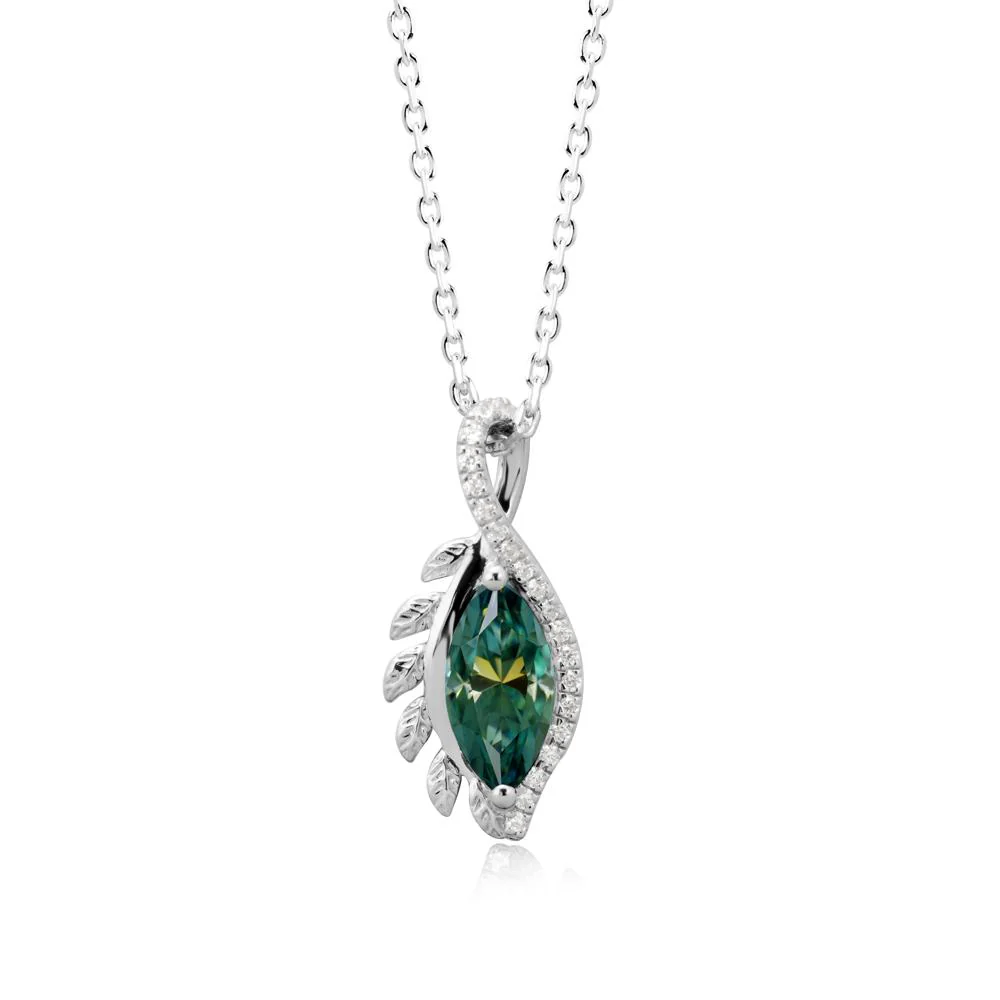 Nature Inspired Marquise Green Moissanite Necklace - Image 6