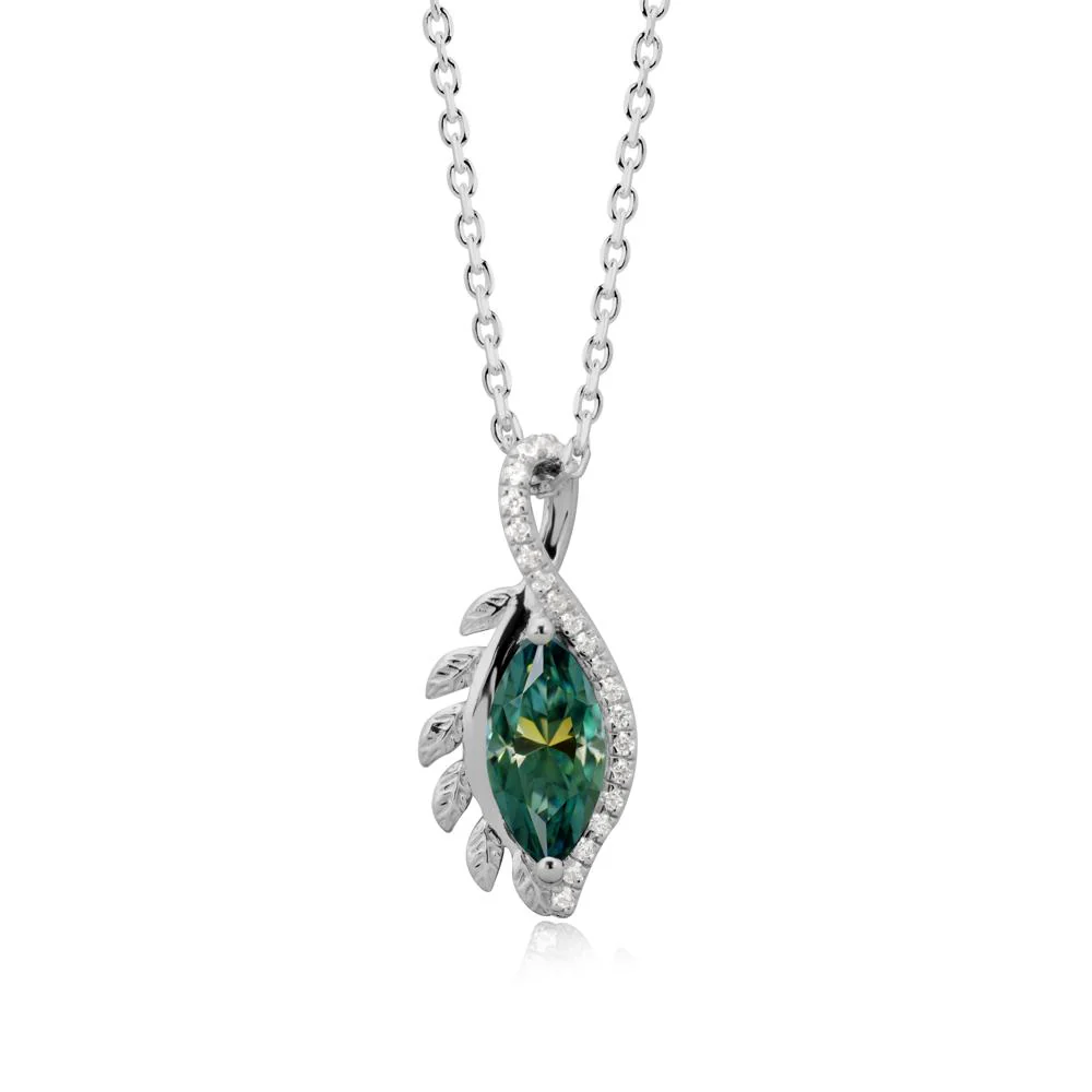 Nature Inspired Marquise Green Moissanite Necklace - Image 9
