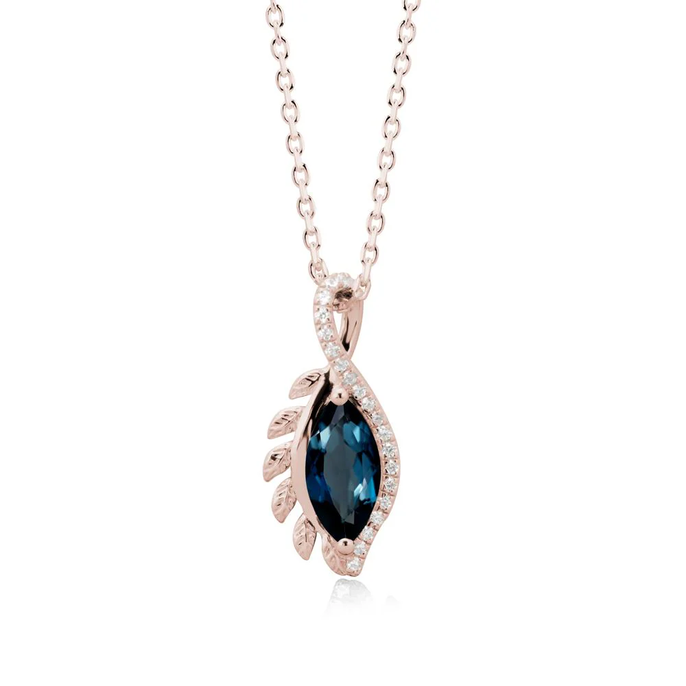 Nature Inspired Marquise London Blue Topaz Necklace - Image 2