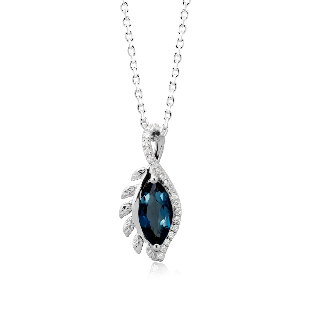Nature Inspired Marquise London Blue Topaz Necklace - Image 3