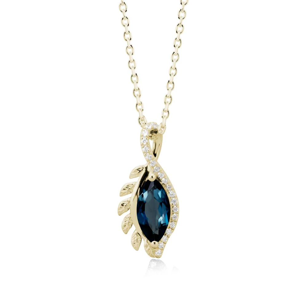 Nature Inspired Marquise London Blue Topaz Necklace - Image 4