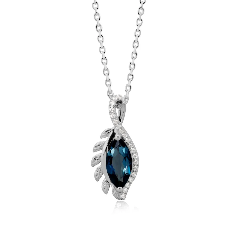 Nature Inspired Marquise London Blue Topaz Necklace - Image 9