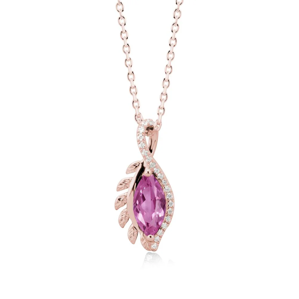 Nature Inspired Marquise Pink Sapphire Necklace - Image 4