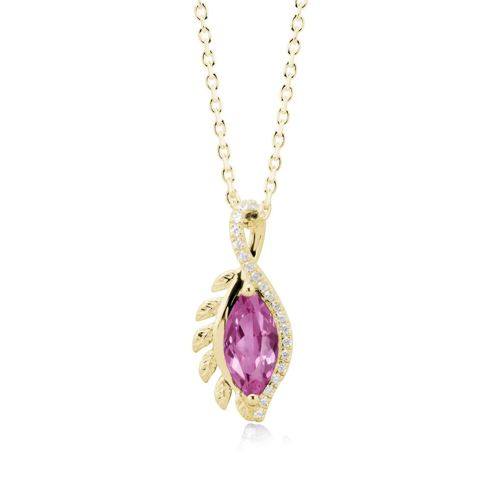 Nature Inspired Marquise Pink Sapphire Necklace - Image 6