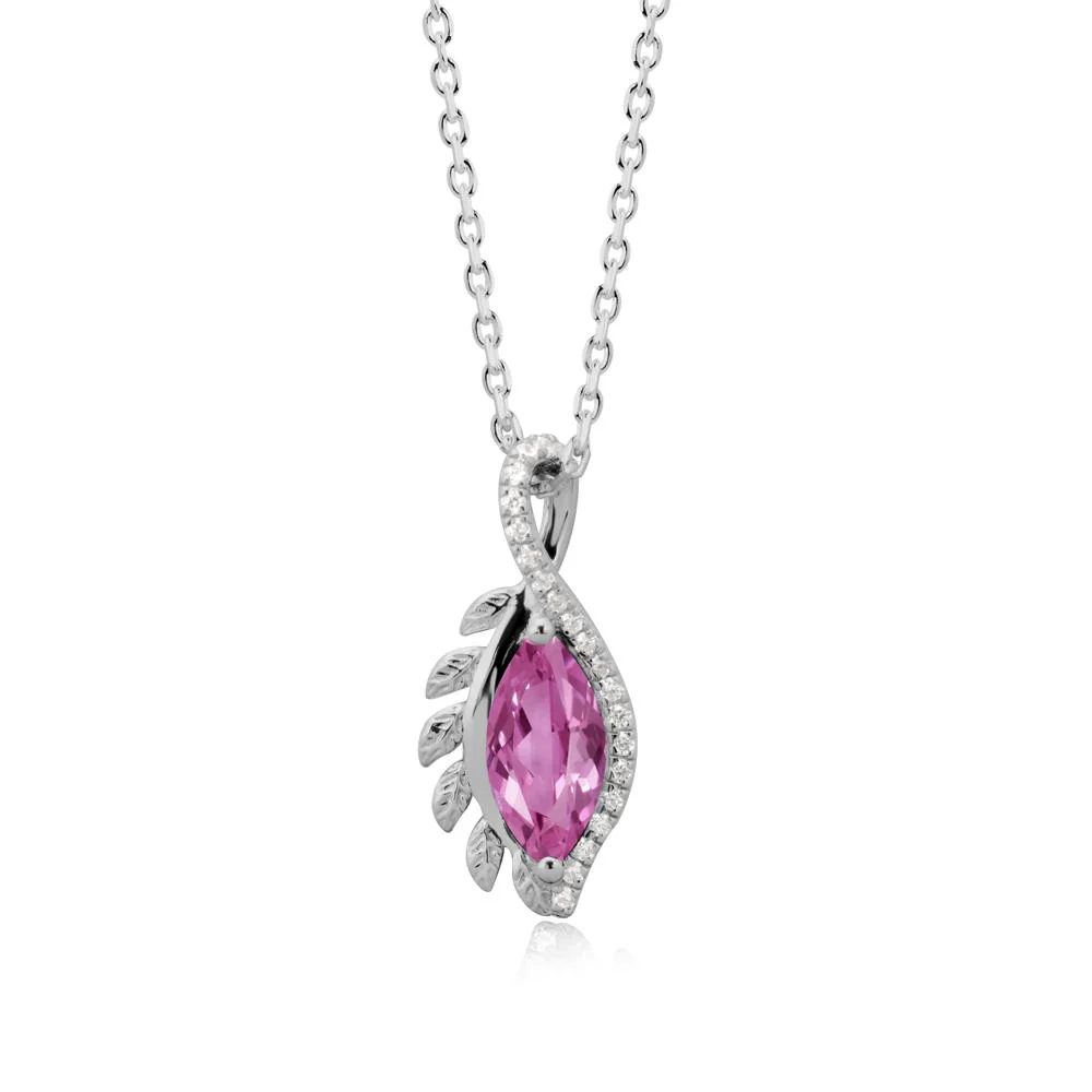 Nature Inspired Marquise Pink Sapphire Necklace - Image 8