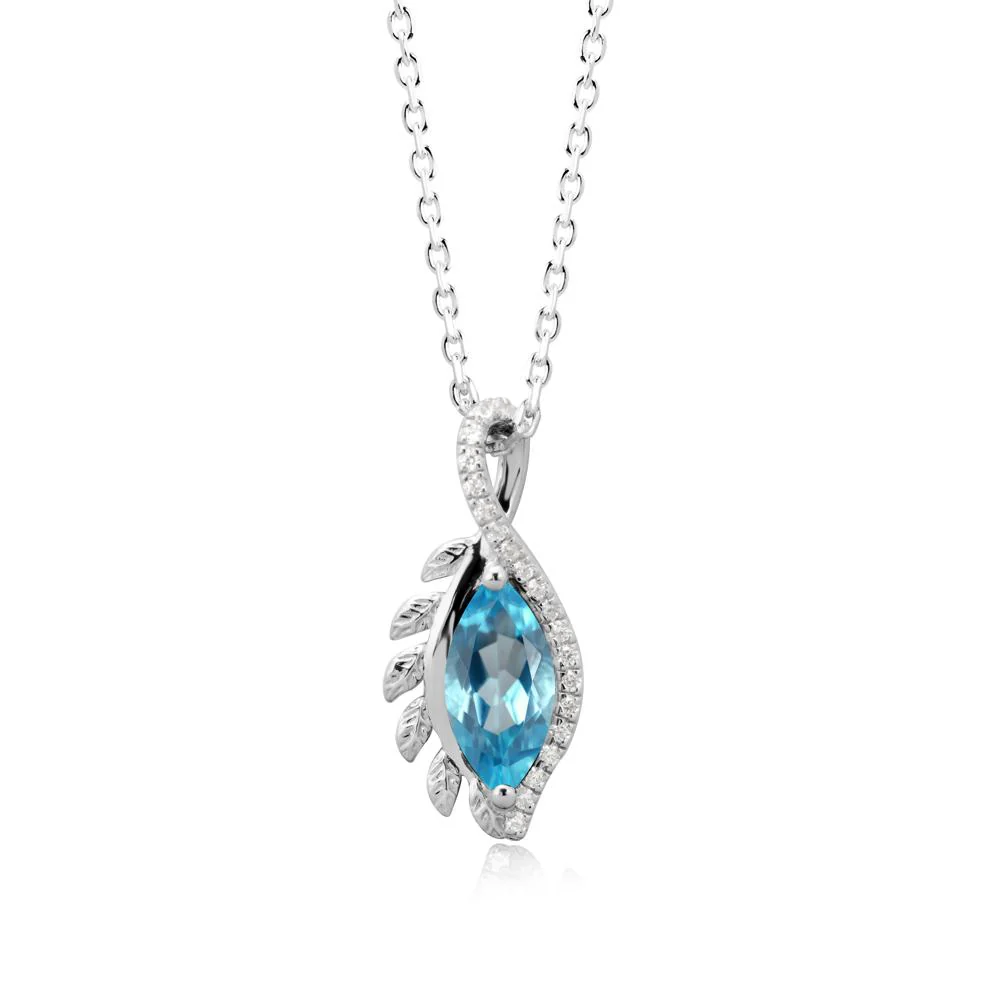 Nature Inspired Marquise Swiss Blue Topaz Necklace