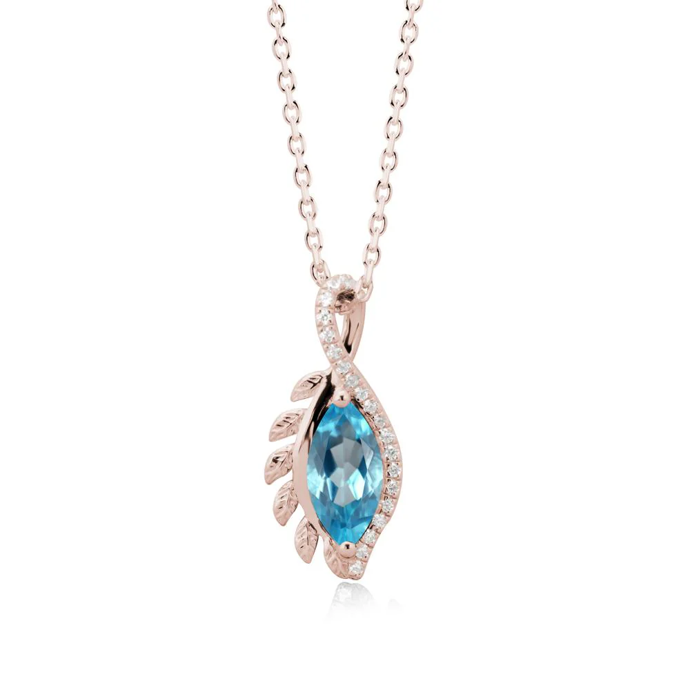 Nature Inspired Marquise Swiss Blue Topaz Necklace - Image 2