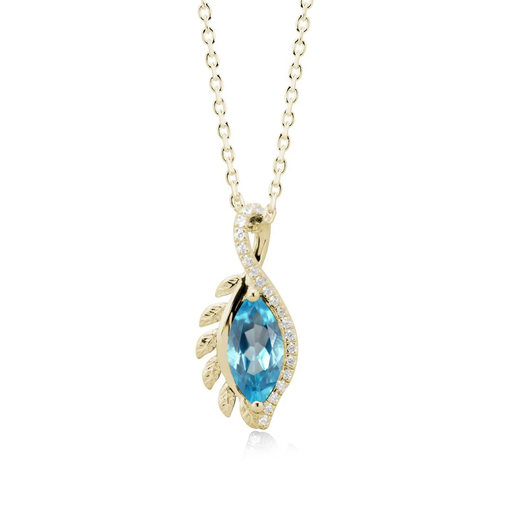 Nature Inspired Marquise Swiss Blue Topaz Necklace - Image 3