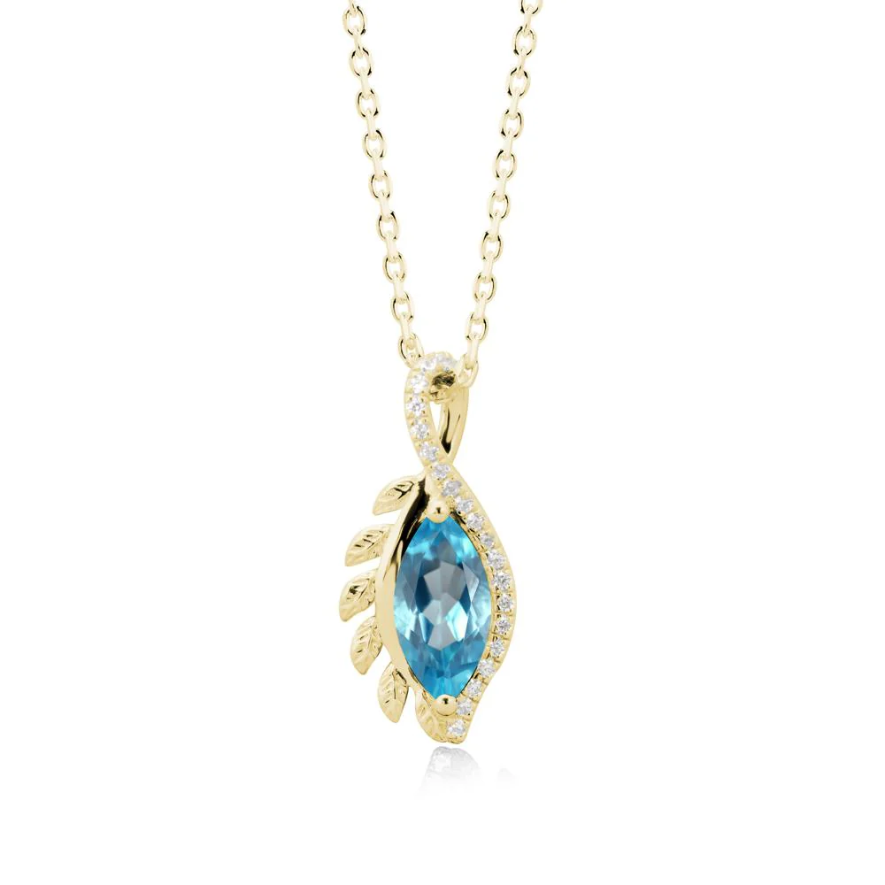Nature Inspired Marquise Swiss Blue Topaz Necklace - Image 6