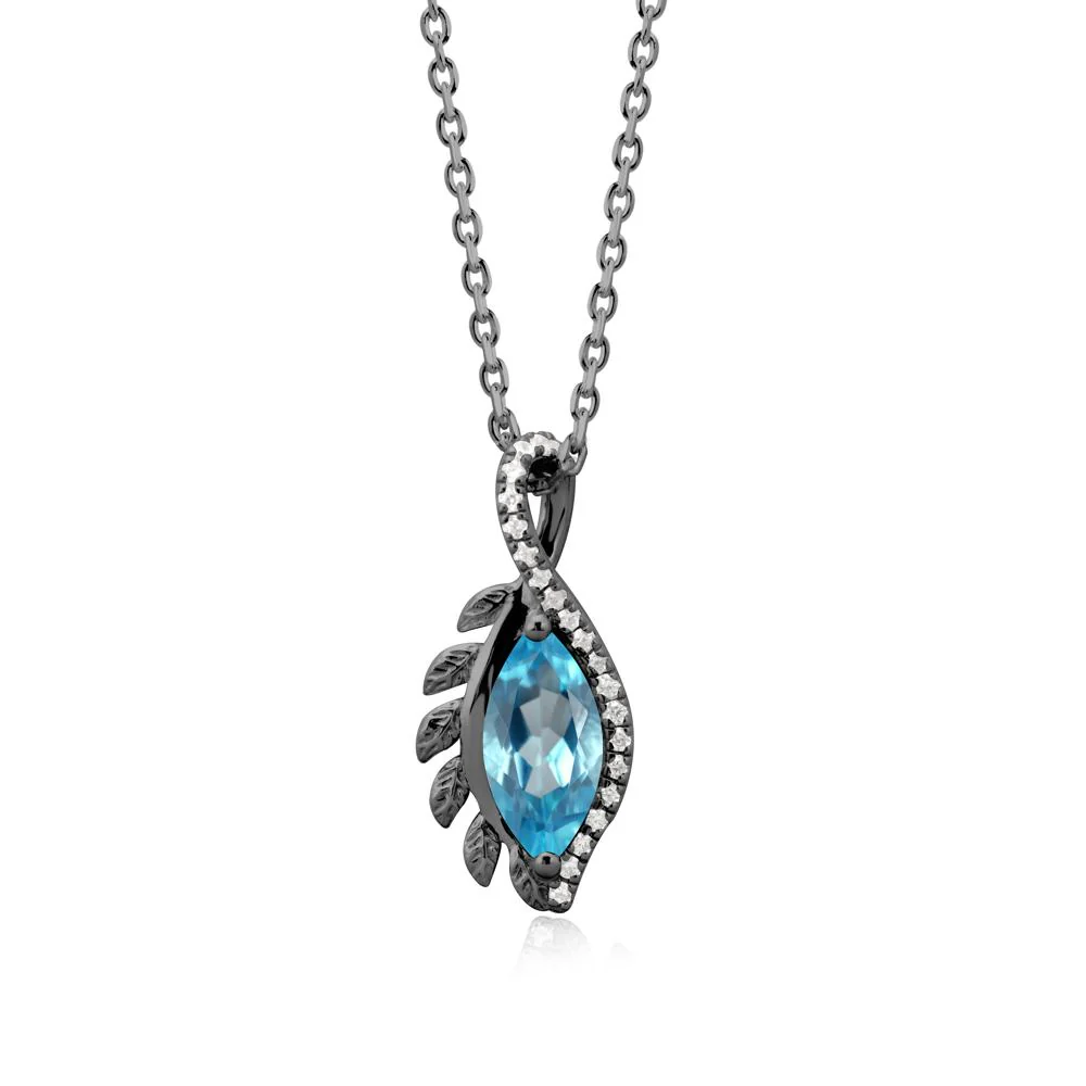 Nature Inspired Marquise Swiss Blue Topaz Necklace - Image 7