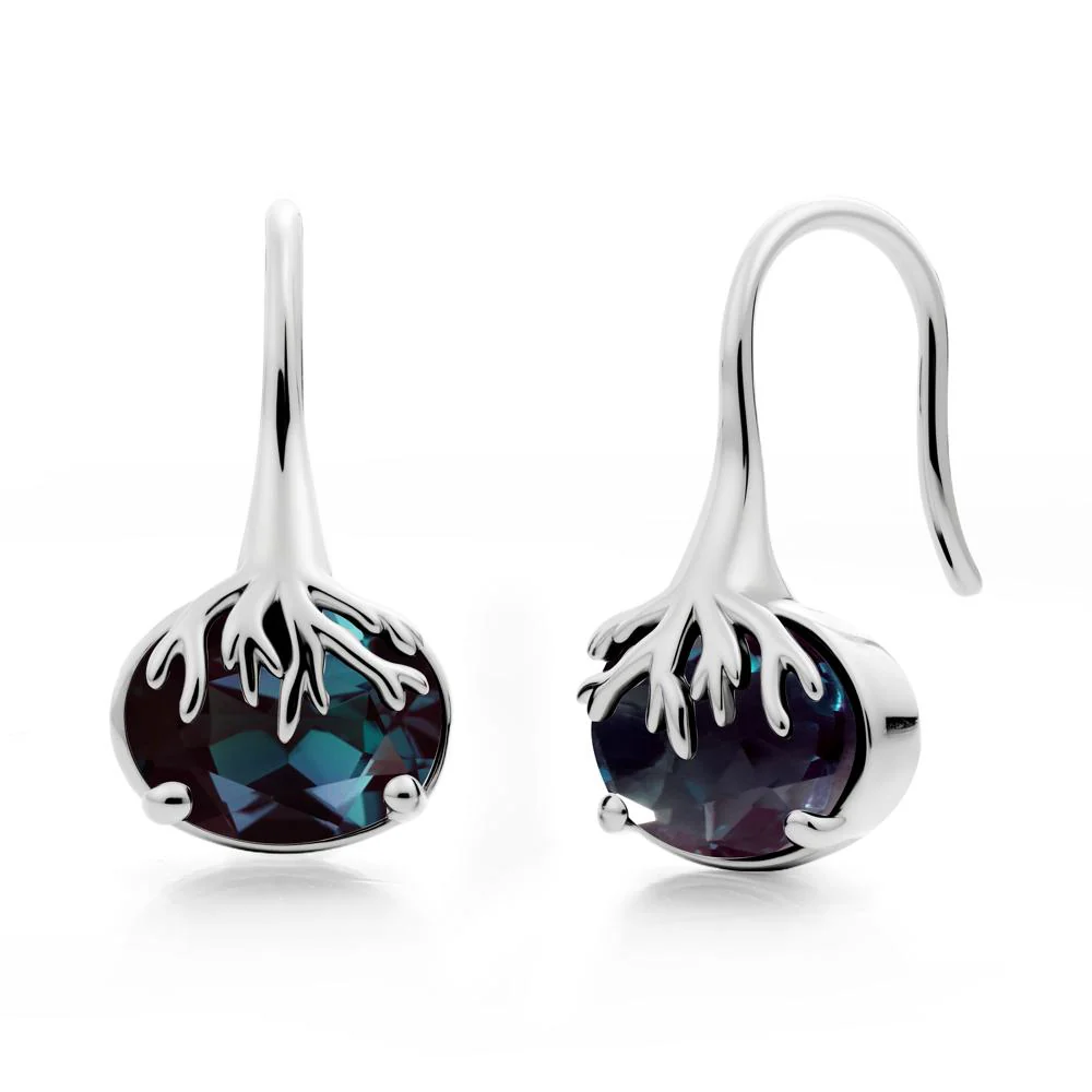 Nature Inspired Oval Alexandrite Earrings - Image 3