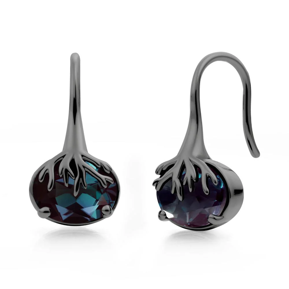Nature Inspired Oval Alexandrite Earrings - Image 4