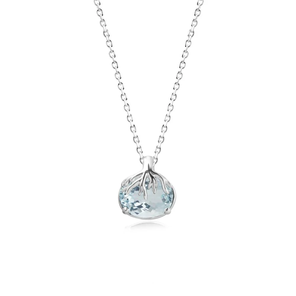 Nature Inspired Oval Aquamarine Necklace - Image 3