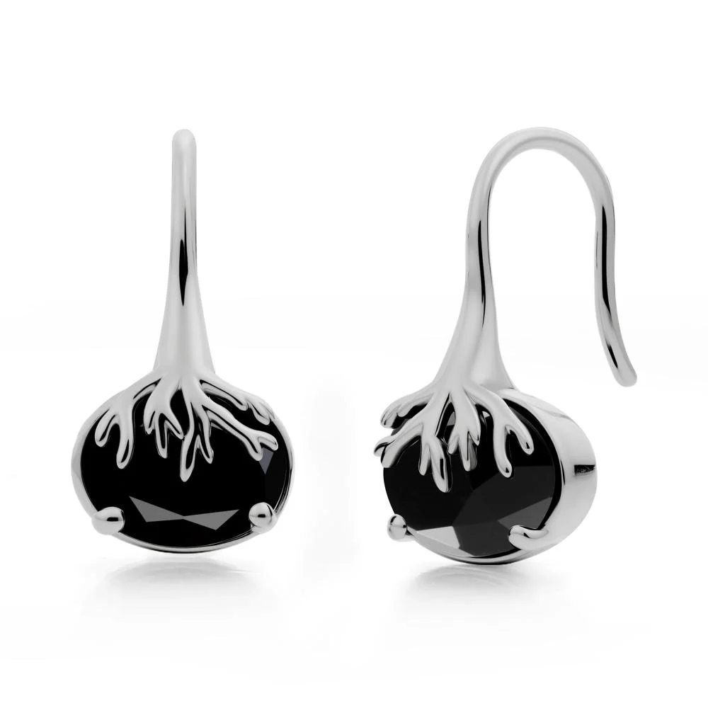 Nature Inspired Oval Black Spinel Earrings - Image 6