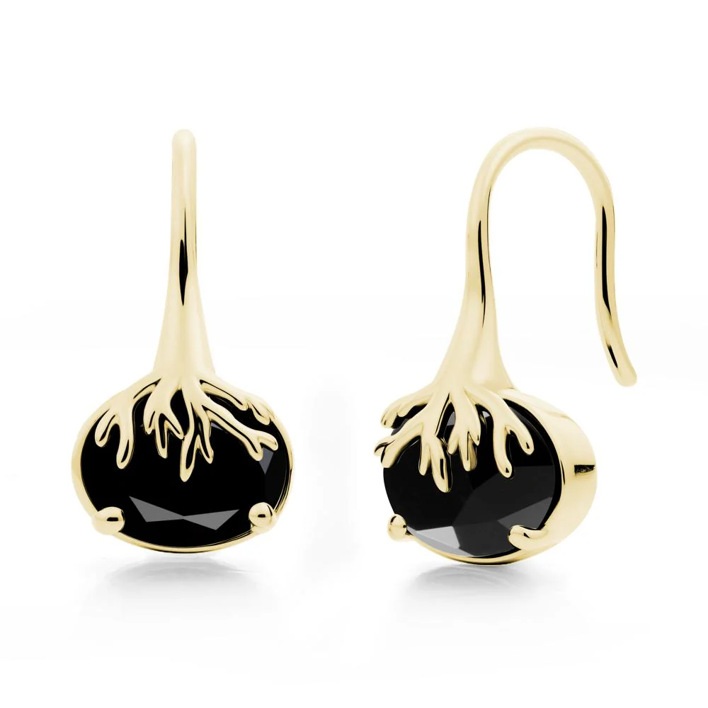 Nature Inspired Oval Black Spinel Earrings - Image 7