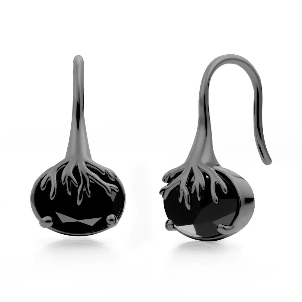 Nature Inspired Oval Black Spinel Earrings - Image 8