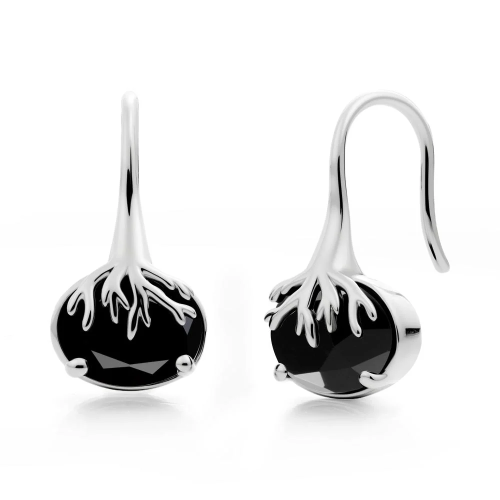 Nature Inspired Oval Black Spinel Earrings - Image 9