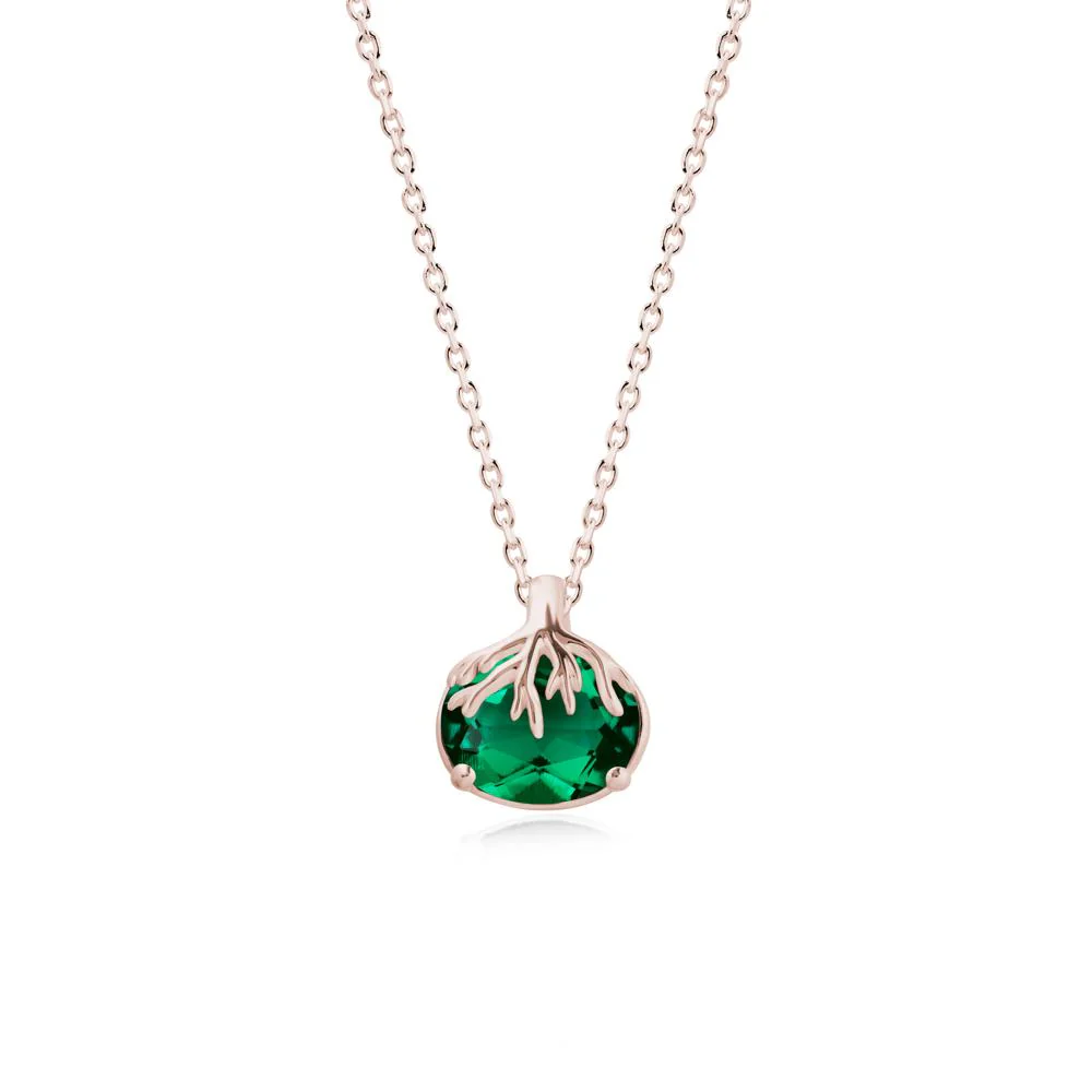 Nature Inspired Oval Emerald Necklace