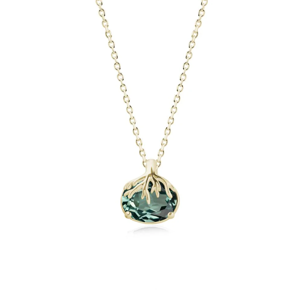Nature Inspired Oval Green Sapphire Necklace - Image 4