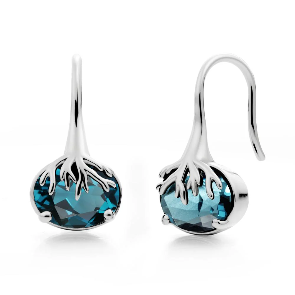 Nature Inspired Oval London Blue Topaz Earrings - Image 5
