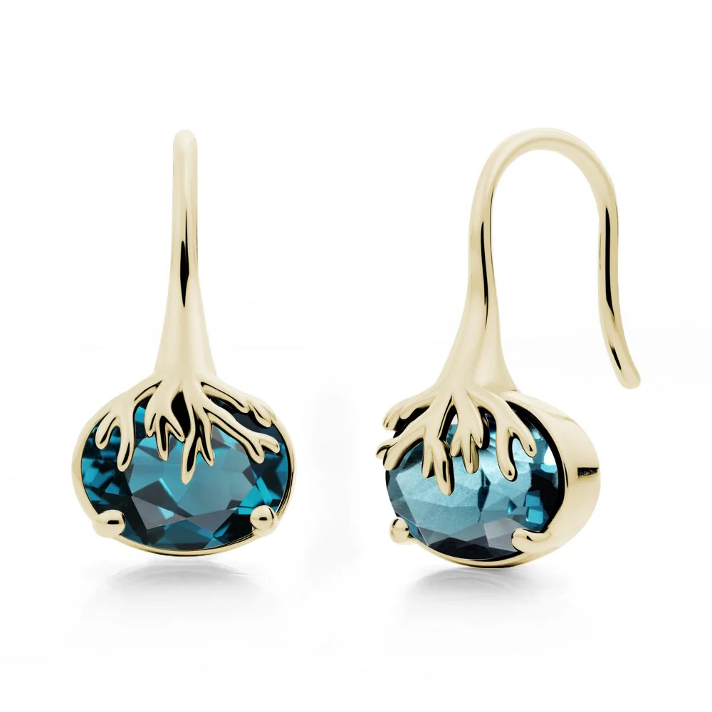 Nature Inspired Oval London Blue Topaz Earrings - Image 6