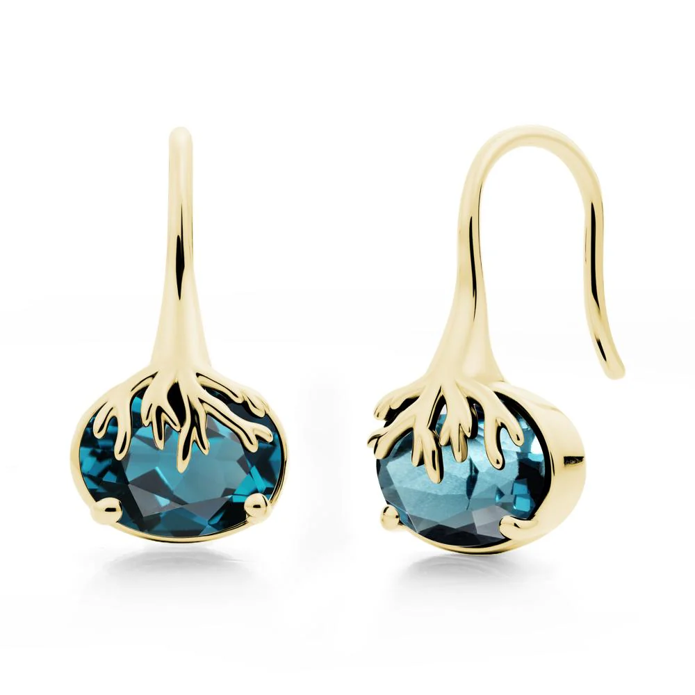 Nature Inspired Oval London Blue Topaz Earrings - Image 7
