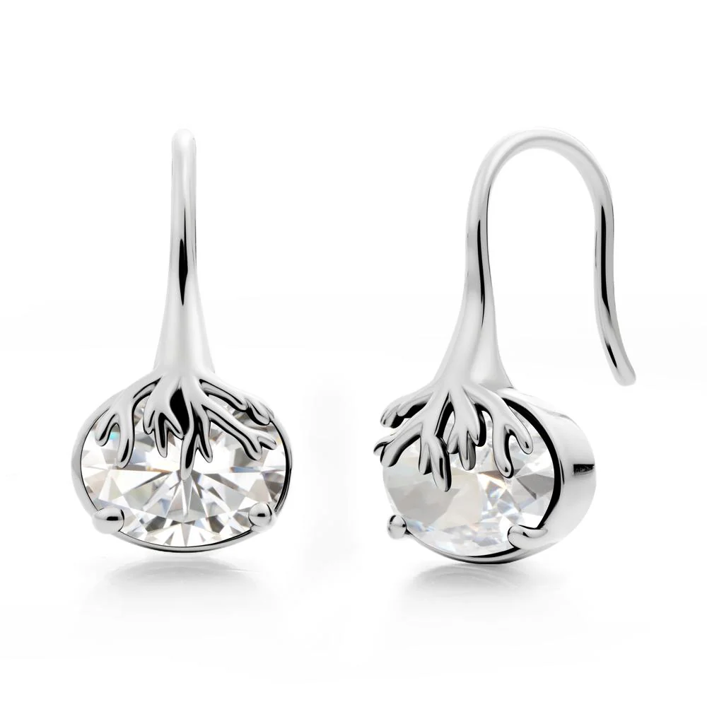 Nature Inspired Oval Moissanite Earrings - Image 3