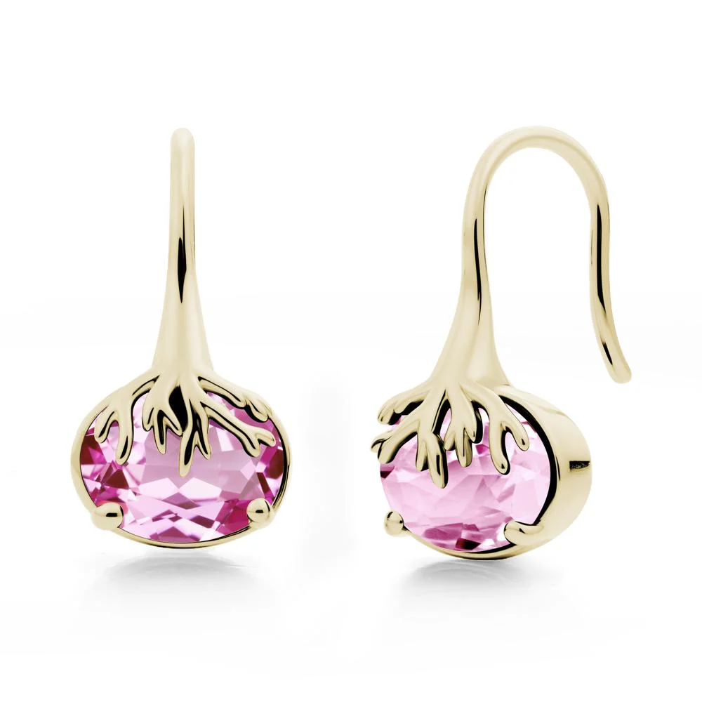Nature Inspired Oval Pink Sapphire Earrings - Image 8