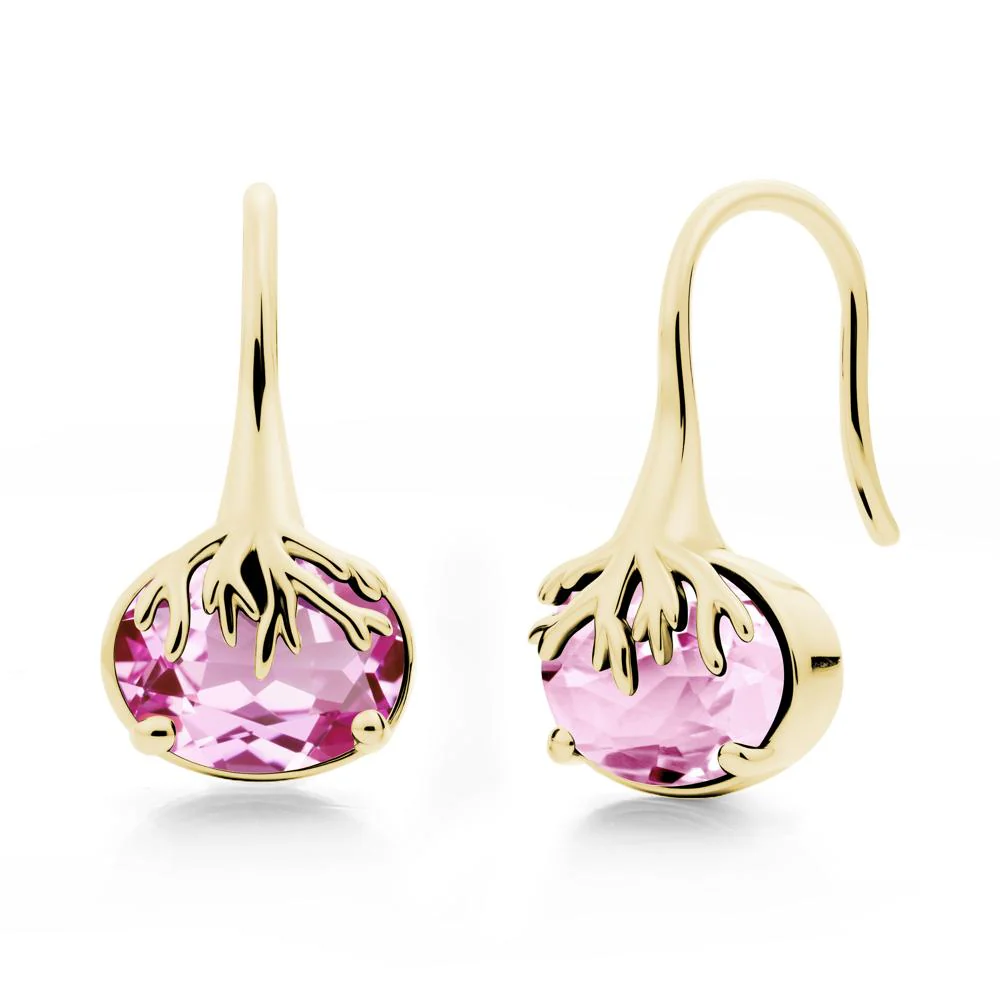 Nature Inspired Oval Pink Sapphire Earrings - Image 9