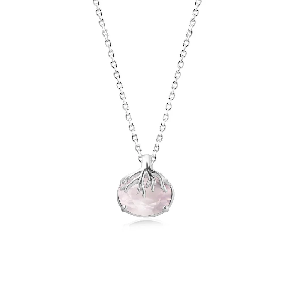 Nature Inspired Oval Rose Quartz Necklace - Image 3