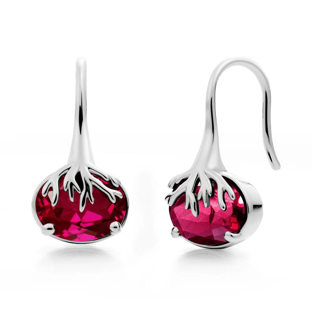 Nature Inspired Oval Ruby Earrings - Image 7
