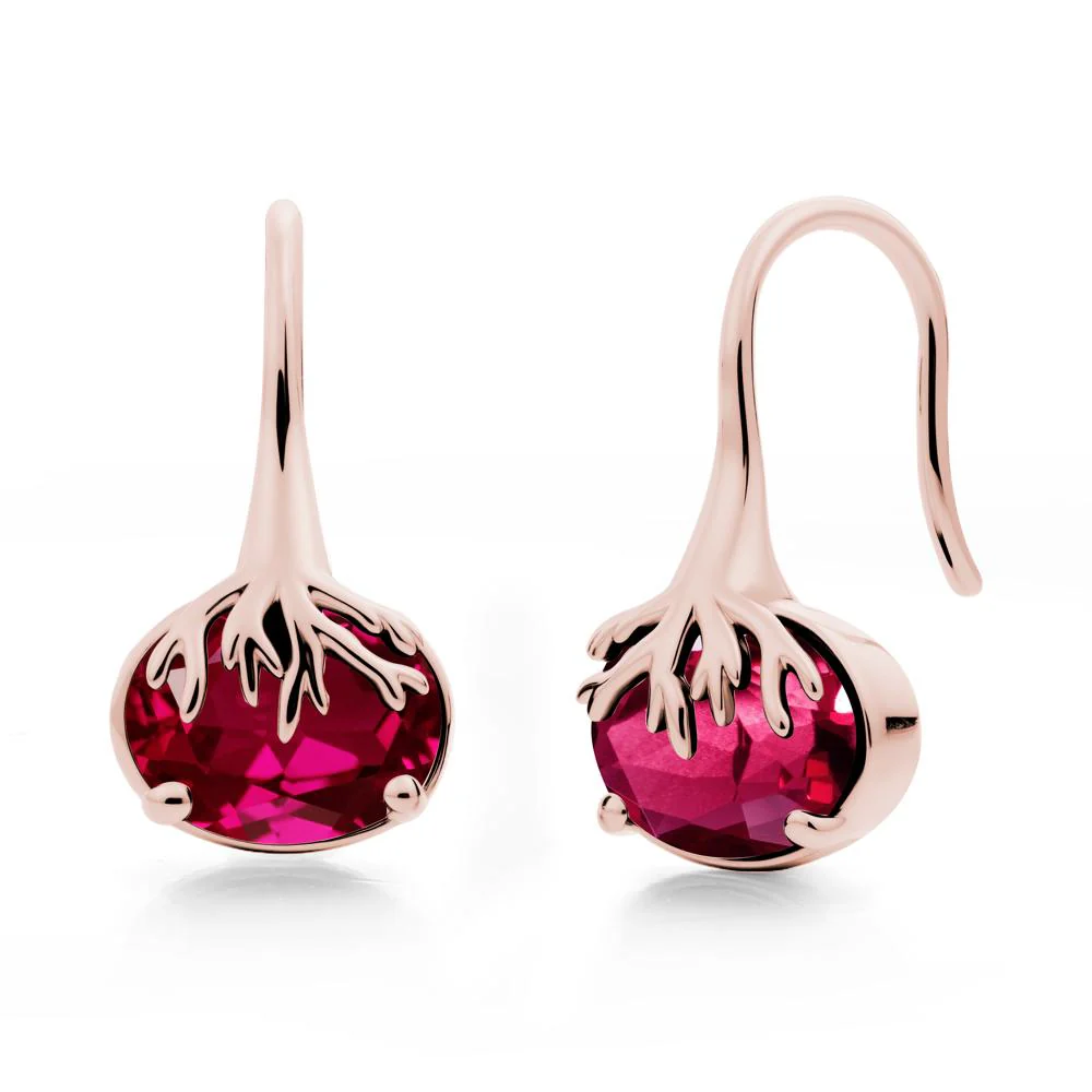 Nature Inspired Oval Ruby Earrings - Image 9
