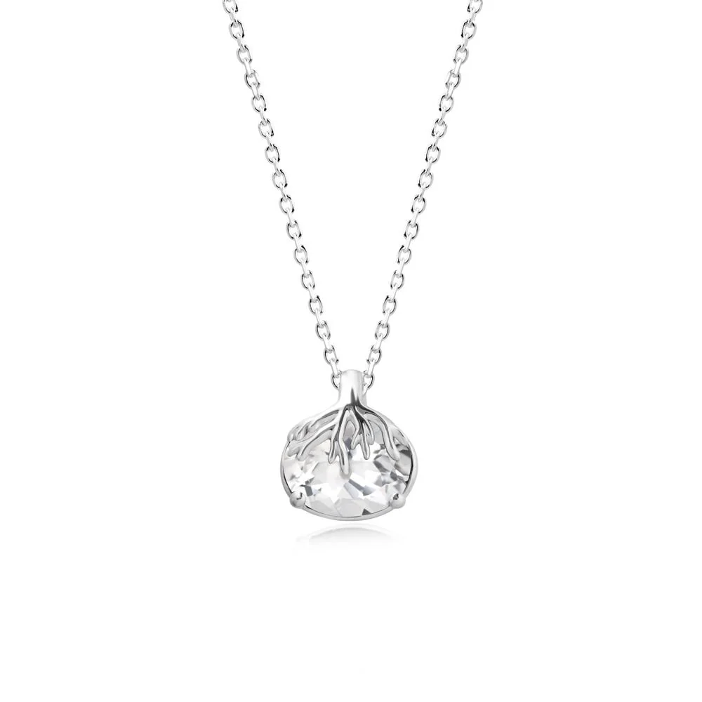 Nature Inspired Oval White Topaz Necklace - Image 3