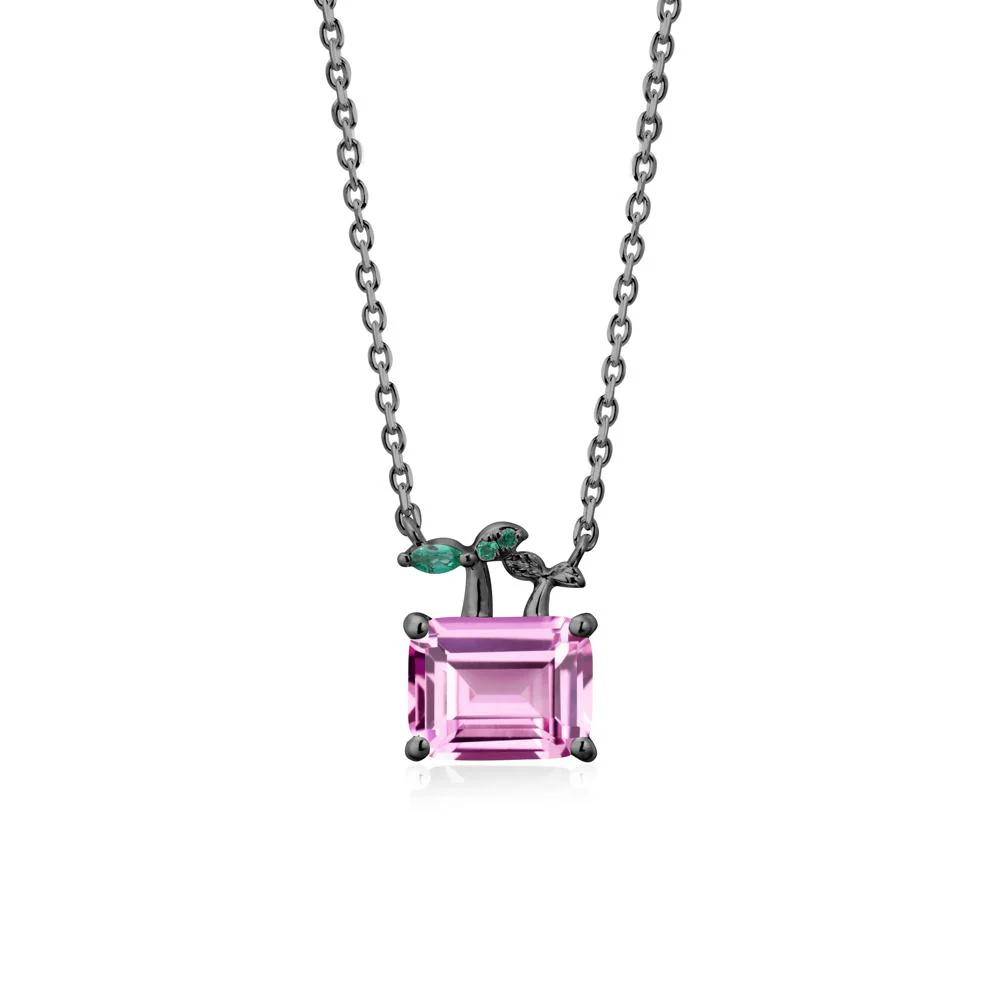 Nature Inspired Pink Sapphire and Emerald Pendant Necklace - Image 8