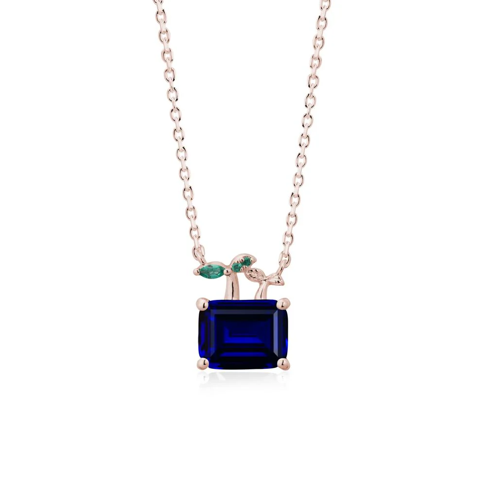 Nature Inspired Sapphire and Emerald Pendant Necklace - Image 2