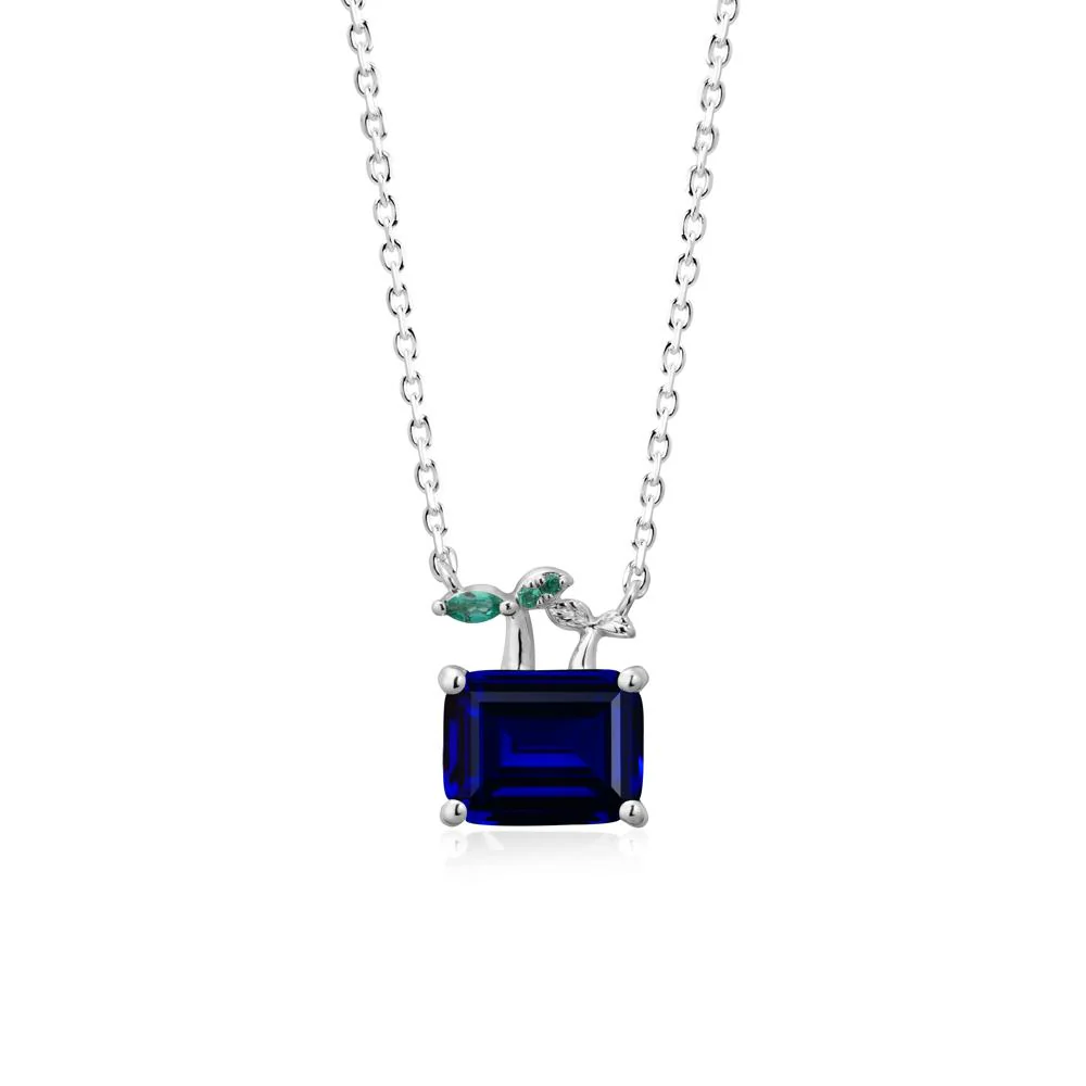 Nature Inspired Sapphire and Emerald Pendant Necklace - Image 5