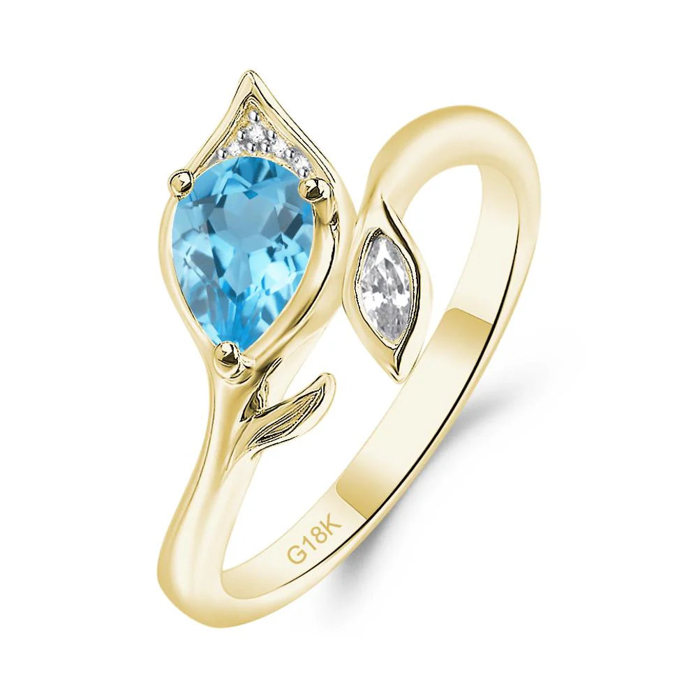 Nature Inspired Swiss Blue Topaz Leaf Ring - Image 6